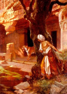 Awaiting The Tiger Arabian painter Rudolf Ernst Oil Paintings